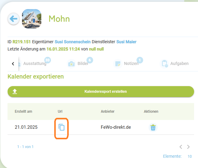 Unterkunft - iCal Export erstellen3